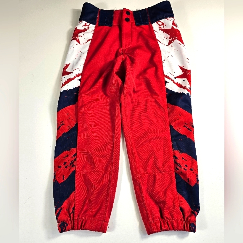 Boombah Red White And Blue Pants 26 Youth 19" Inseam Baseball Pants *